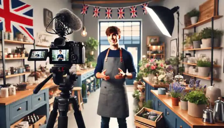 A shop owner doing intro video Business Video Production Made for Small Business Success
