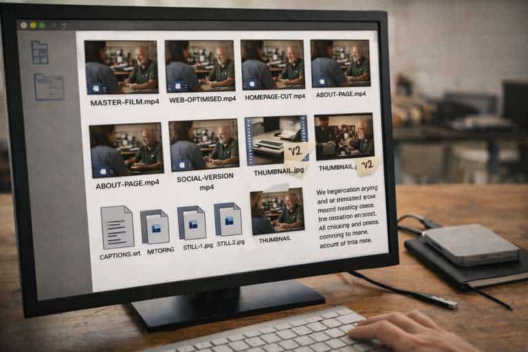 Brand documentary deliverables laid out for web and social use