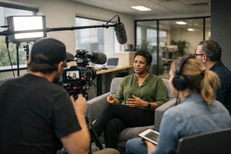 Corporate documentary shoot scene